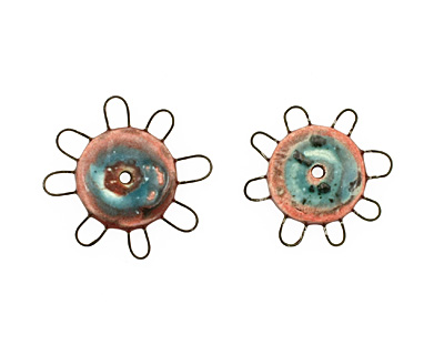 Jangles Ceramic Pink, Turquoise Small Pinwheel 27-28mm