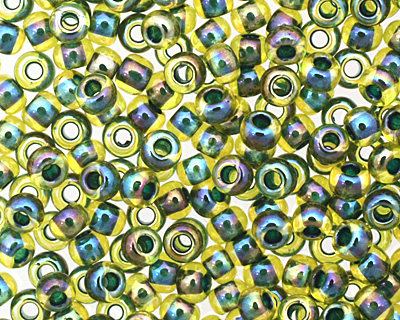 TOHO Rainbow Jonquil (with Forest Green Lining) Round 11/0 Seed Bead