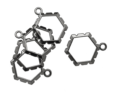 Artistic Wire Hematite Hexagon Wrapper 18x24mm