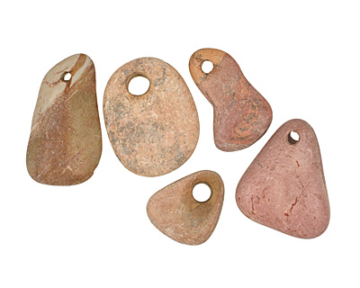 Red/Brown Beach Stone Pendant 14-24x19-34mm