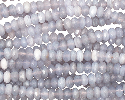 Blue Lace Agate Faceted Rondelle 4x6mm