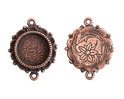 Nunn Design Antique Copper (plated) Mini Ornate Circle Bezel Link 25x19mm
