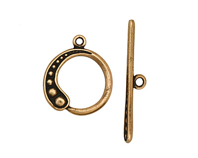 Antique Brass (plated) Graduated Dots Toggle Clasp 20x17mm, 30mm bar