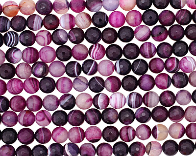 Purple Line Agate Faceted Round 10mm