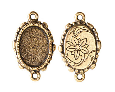 Nunn Design Antique Gold (plated) Mini Ornate Oval Bezel Link 24x15mm
