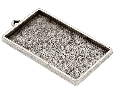 Nunn Design Antique Silver (plated) Grande Rectangle Bezel Pendant 46x25mm