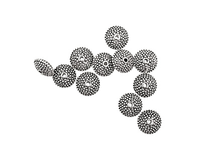 Pewter Dotted Rondelle 6x11mm