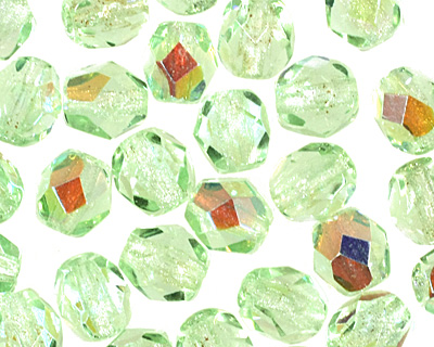 Czech Fire Polished Glass Peridot AB Round 4mm