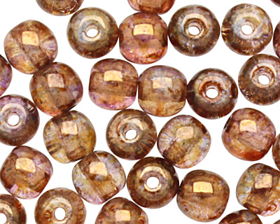 Czech Glass Luster Transparent Gold/Smoky Topaz Round 4mm