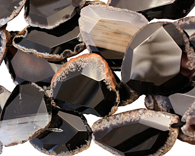 Black Agate Natural Edge Freeform Faceted Slab 50-68x30-41mm