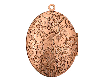 Antique Copper (plated) Oval Garden Heirloom Locket 33x47mm