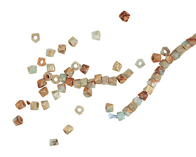 Impression Jasper Large Hole Triangular Faceted Wheel 8mm