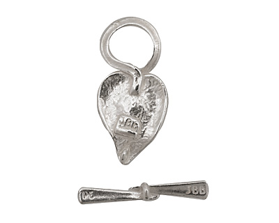 Silver (plated) Simple Leaf Toggle Clasp 26x13mm, 23mm bar