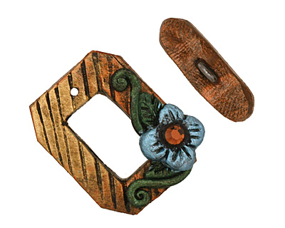 Poison Tree Polymer Clay Rainbow Flower Toggle Clasp 24x20mm, 21mm bar