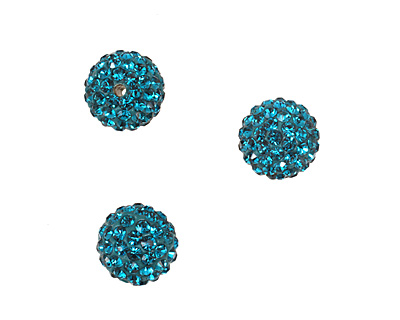 Teal Pave Round 10mm