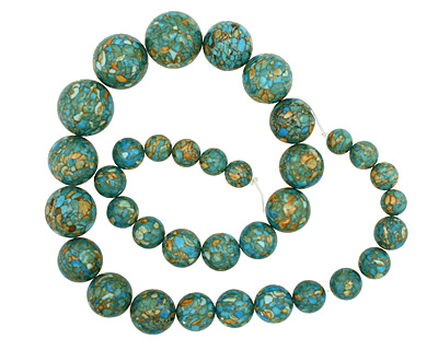 Turquoise Mosaic Magnesite Round Graduated 10-20mm