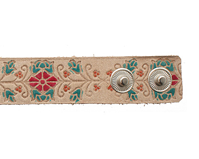 Hand Painted Natural Floral Vine Print Leather Cuff 1 1/16