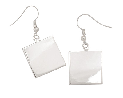 Silver (plated) Square Bezel Earrings 17mm
