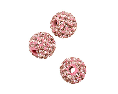Light Rose Pave Round 8mm (1.5mm hole)