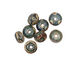 Grace Lampwork Green w/ Ink Blue Floral Rondelle 9x14mm
