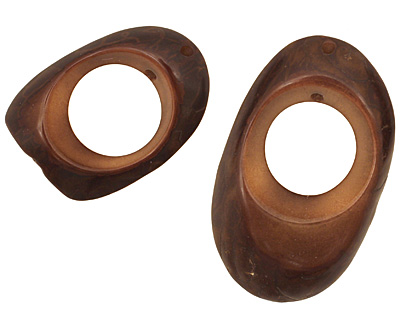 Tagua Nut Dark Brown Open Slice 33-45x24-36mm