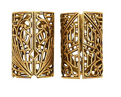 Stampt Antique Gold (plated) Short Deco Filigree Tube 26x18mm