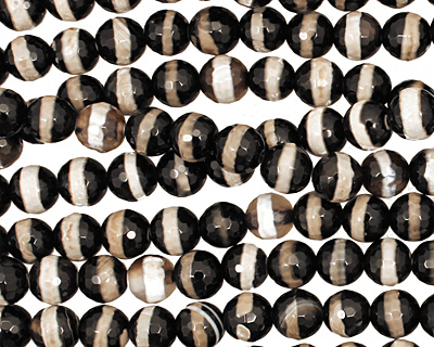 Smoky Banded Agate Faceted Round 8mm
