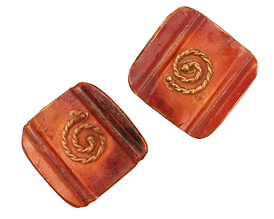 Patricia Healey Copper Square w/ Rope Spiral 2 Hole Bead 18mm
