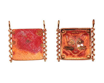Patricia Healey Copper Cat in Frame Pendant w/ 2 Loops 42x44mm