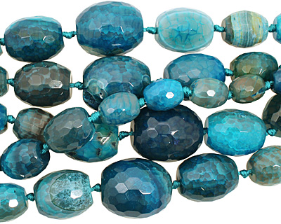Sky Blue Line Agate Faceted Rice Graduated 13-30x12-26mm