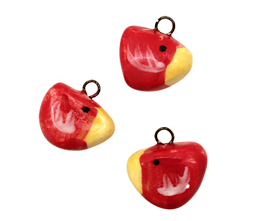 Jangles Ceramic Red Bird Charm 14-16mm