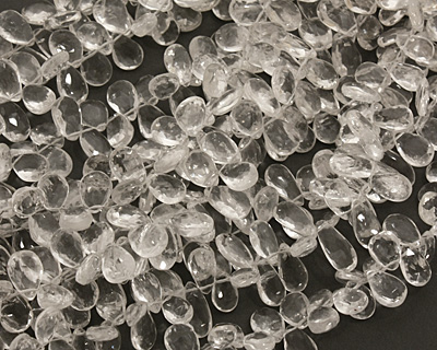 White Topaz Faceted Flat Teardrop 6-10x10-14mm
