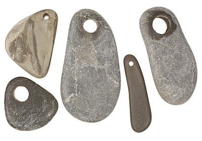 Black/Gray Beach Stone Pendant 8-23x19-42mm