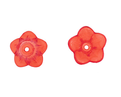 Lucite Transparent Ruby 5 Petal Mini Bellflower 11x14mm