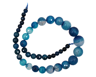Sky Blue Line Agate Faceted Round Graduated 6-15mm
