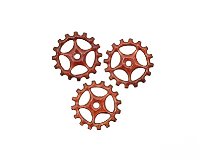 C-Koop Enameled Metal Ruby Red Sectioned Gear 19mm