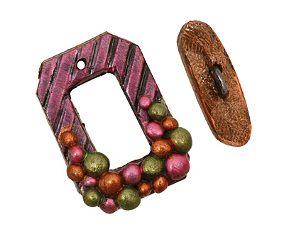 Poison Tree Polymer Clay Pink Confetti Toggle Clasp 25x20mm, 21mm bar