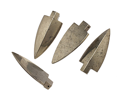 Golden Pyrite (silver tone) Arrowhead Pendant 22x53mm