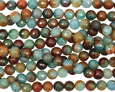 Green/Brown Fire Agate Faceted Round 12mm