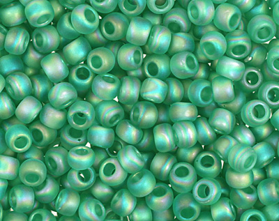 TOHO Transparent Rainbow Frosted Dark Peridot Round 11/0 Seed Bead