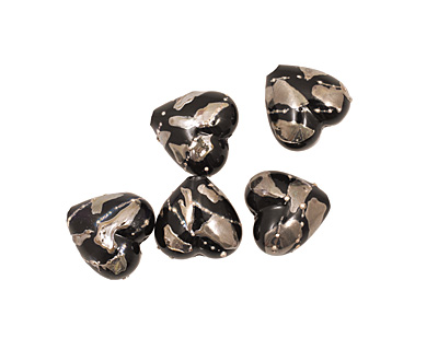 Grace Lampwork Elegant Black Metallic Heart 19-20mm