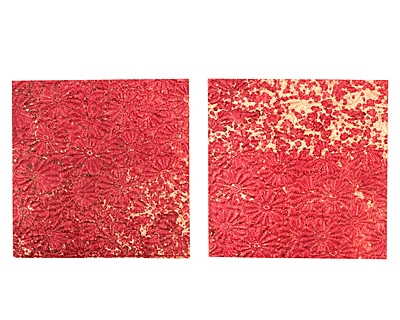 Lillypilly Red Wine Raised Flower Embossed Patina Copper Sheet 3