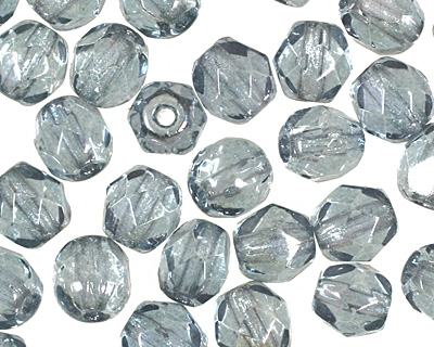 Czech Fire Polished Glass Luster Transparent Blue Round 4mm