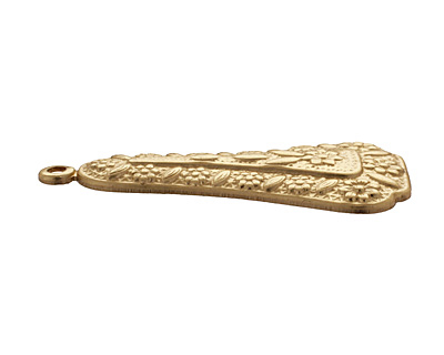 Brass Triangular Drop w/ Daisy Border 19x40mm
