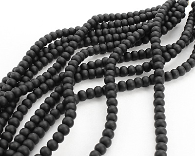 Jet Black Recycled Glass Rondelle 5x6mm