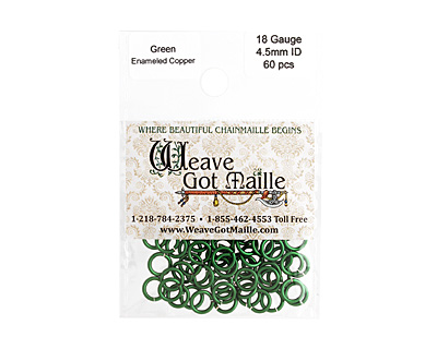 Green Enameled Copper Round Jump Ring 6.5mm, 18 gauge