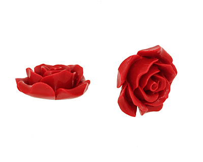 Coral (imitation) Carved Rose 25mm