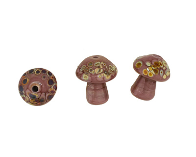The BeadsNest Lampwork Glass Purple Mushroom 18-20x16-18mm