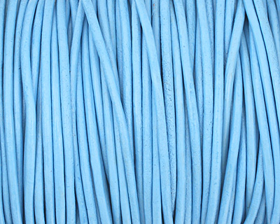 Sky Blue Round Leather Cord 2mm