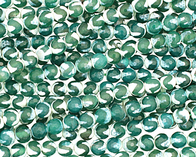 Green & White Wave Agate Faceted Round 8mm